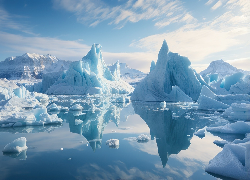 Góry lodowe, Morze, Niebo