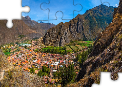 Góry, Święta Dolina Inków, Peru, Ollantaytambo, Osada Inków, Domy