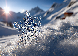 Śnieżynka, Śnieg, Słońce, Góry, Grafika AI