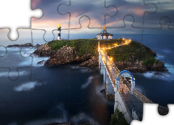 Latarnia morska, Faro de Tabarca, Most, Światła, Morze, Wyspa, Isla Pancha, Ribadeo, Hiszpania