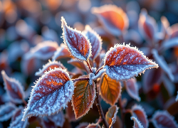 Roślina, Gałązka, Kolorowe, Oszronione, Liście