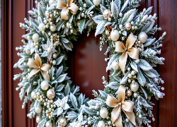 Wieniec, Szron, Kokardki, Bombki, Boże Narodzenie, Grafika AI