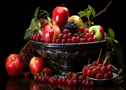 Owoce, Jabłka, Winogrona, Patera