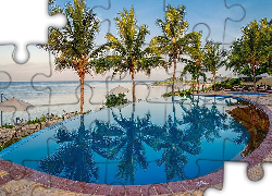 Palmy, Basen, Hotel, Sea Cliff Resort Spa, Mangapwani, Wyspa Zanzibar, Tanzania