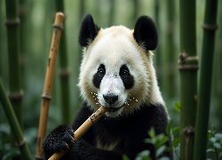 Panda wielka, Pędy, Bambus