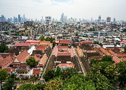 Budynki, Dachy, Bangkok, Miasto, Tajlandia, Azja