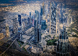Drapacze chmur, Drogi, Budynki, Miasto, Dubaj, Zjednoczone Emiraty Arabskie