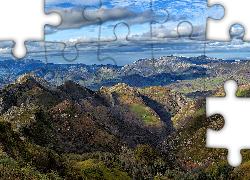 Góry, Drzewa, Lasy, Niebo, Chmury