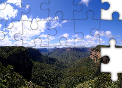 Góry Błękitne, Roślinność, Niebo, Chmury, Park Narodowy Gór Błękitnych, Nowa Południowa Walia, Australia