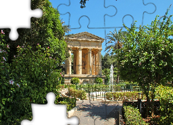 Malta, Valetta, Park, Fontana, Drzewo, Altana
