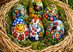 Wielkanoc, Pisanki, Udekorowane, Gniazdko