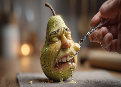 Gruszka, Płacz, Łyżeczka, Syrop, Ręka, Grafika AI