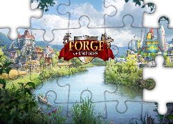 Gra, Forge of Empires, Rzeka, Rośliny, Gród, Miasto, Plakat