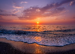 Morze, Niebo, Zachód słońca, Grafika AI