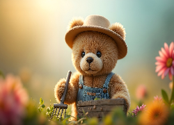 Miś, Kapelusz, Ogrodnik