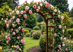Ogród, Pergola, Róże, Pnące