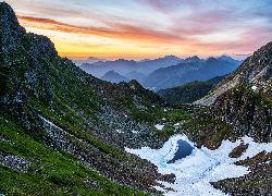 Austria, Styria, Rottenmanner Tauern, Góry, Niskie Taury, Zbocze, Poranek, Wschód słońca