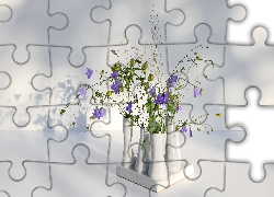 Polne, Kwiaty, Białe, Wazoniki, Fioletowe, Dzwonki polne