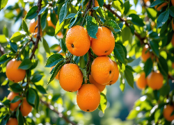 Pomarańcze, Gałąź, Liście, Grafika AI