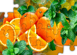 Pomarańcze, Listki, Mięta, Grafika