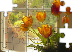 Kwiaty, Tulipany, Okno