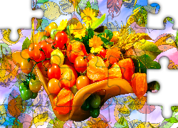 Pomidory, Miechunka, Kwiaty, Kłosy, Grafika