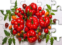 Pomidory, Czerwone, Duże, Małe, Listki