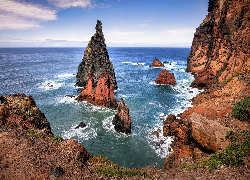 Portugalia, Wyspa Madera, Ponta de Sao Lourenco, Półwysep Świętego Wawrzyńca, Morze, Skały