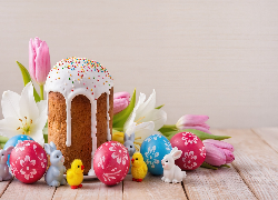 Wielkanoc, Lukrowana, Babka, Posypka, Kolorowe, Pisanki, Porcelanowe, Króliczki, Kurczaczki, Kwiaty, Deski