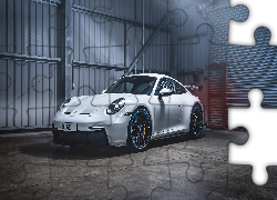 Białe, Porsche 911 GT3, Przód, Garaż