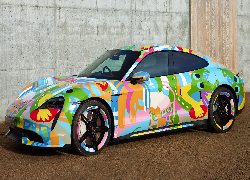 Porsche Taycan, Turbo, Art Car by Nigel Sense