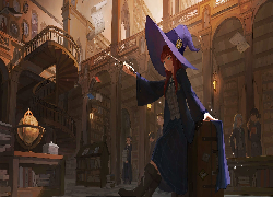 Gra, Hogwarts Legacy, Dziedzictwo Hogwartu, Postać, Magik, Uczeń, Kapelusz, Biblioteka
