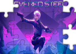 Gry, PC, XBOX, PS4, Severed Steel, Postać, Broń, Napis, Plakat