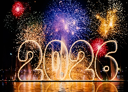Nowy Rok, 2026, Sylwester, Noc, Fajerwerki