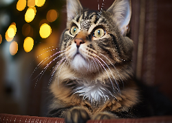 Pręgowany, Kot, Duże, Oczy