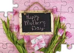 Dzień Matki, Kwiaty, Różowe, Tulipany, Prezent, Tablica, Napis