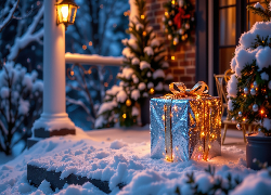 Prezent, Zima, Boże Narodzenie, Grafika AI
