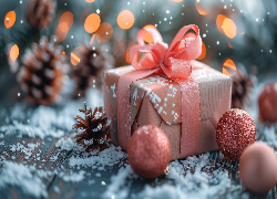 Prezent, Kokarda, Bombki, Szyszki, Świąteczne