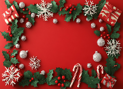 Boże Narodzenie, Prezenty, Gwiazdki, Białe, Bombki, Zielone, Listki