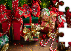 Boże Narodzenie, Prezenty, Wstążki, Bombki, Święta