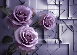 Purpurowe, Kwiaty, Róże, Grafika