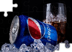 Puszka, Pepsi, Szklanka, Lód, Kostki, Ciemne, Tło