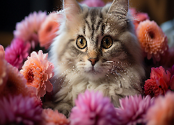 Kot, Pyszczek, Kwiaty