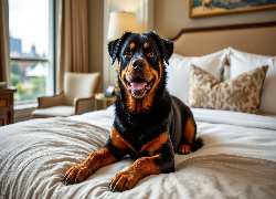 Pies, Szczeniak, Rottweiler, Łóżko