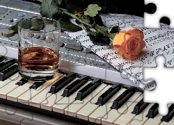 Herbaciana, Róża, Nuty, Szklanka, Instrument muzyczny, Keyboard