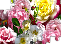 Kwiaty, Kolorowe, Róże, Grafika