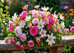 Kwiaty, Róże, Lilie, Bukiet, Grafika AI