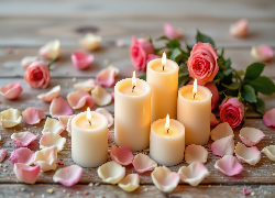 Świeczki, Płatki, Róże