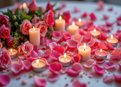 Świeczki, Płatki, Róże