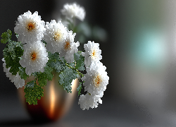 Białe, Chryzantemy, Kwiaty, Grafika AI